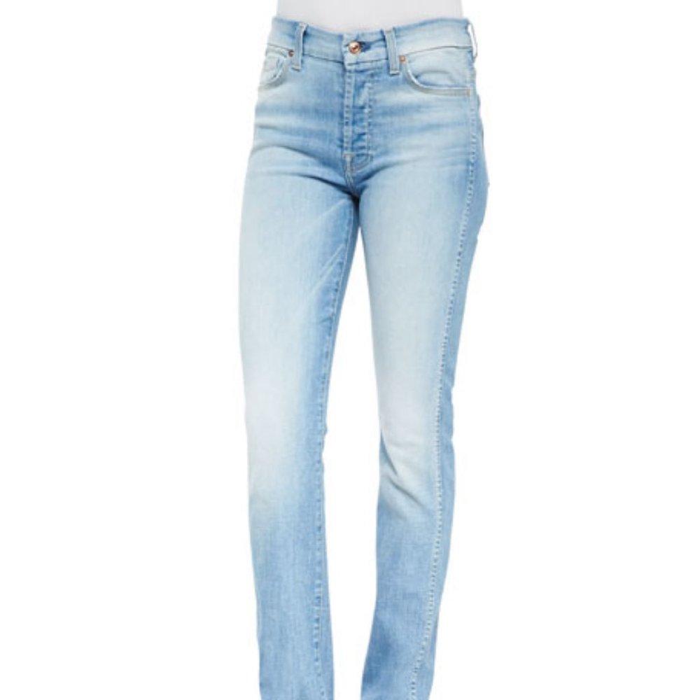 7 For All Mankind High Rise Straight Light Wash 27